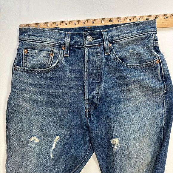 Levis 501 Jeans Womens SELVEDGE White Oak Cone Denim Button Fly Skinny 26 x 28 - Picture 11 of 16